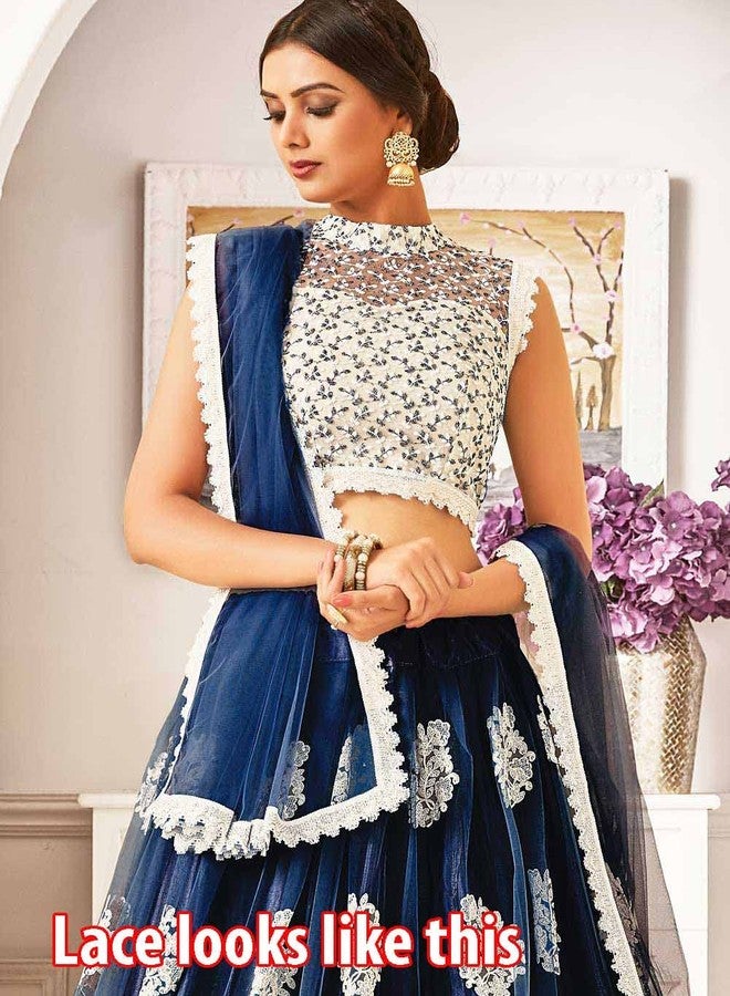 Mezin Cotton Mandir Gpo Lace Border for Dress, Kurtis, Dupatta, Bag, Craft and Decorations (9 mtr) (White) - Image 4